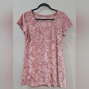Vintage Gold Label Victoria's Secret Pink Velvet Short Sleeve Mini Dress
